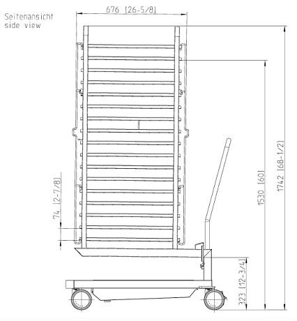 Рама с направляющими тип 20-2/1 17 уровней загрузки Rational 60.22.396